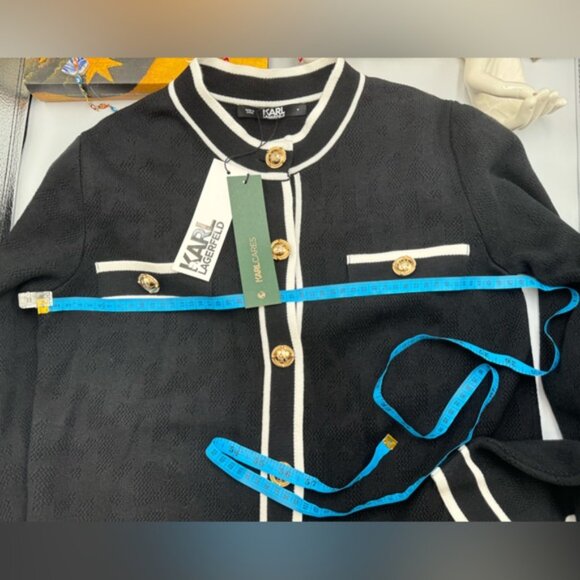 🆕 KARL LAGERFELD 🧿 NWT Classic Cardigan with Logo Embroidery & Buttons, Sz M - Picture 13 of 13